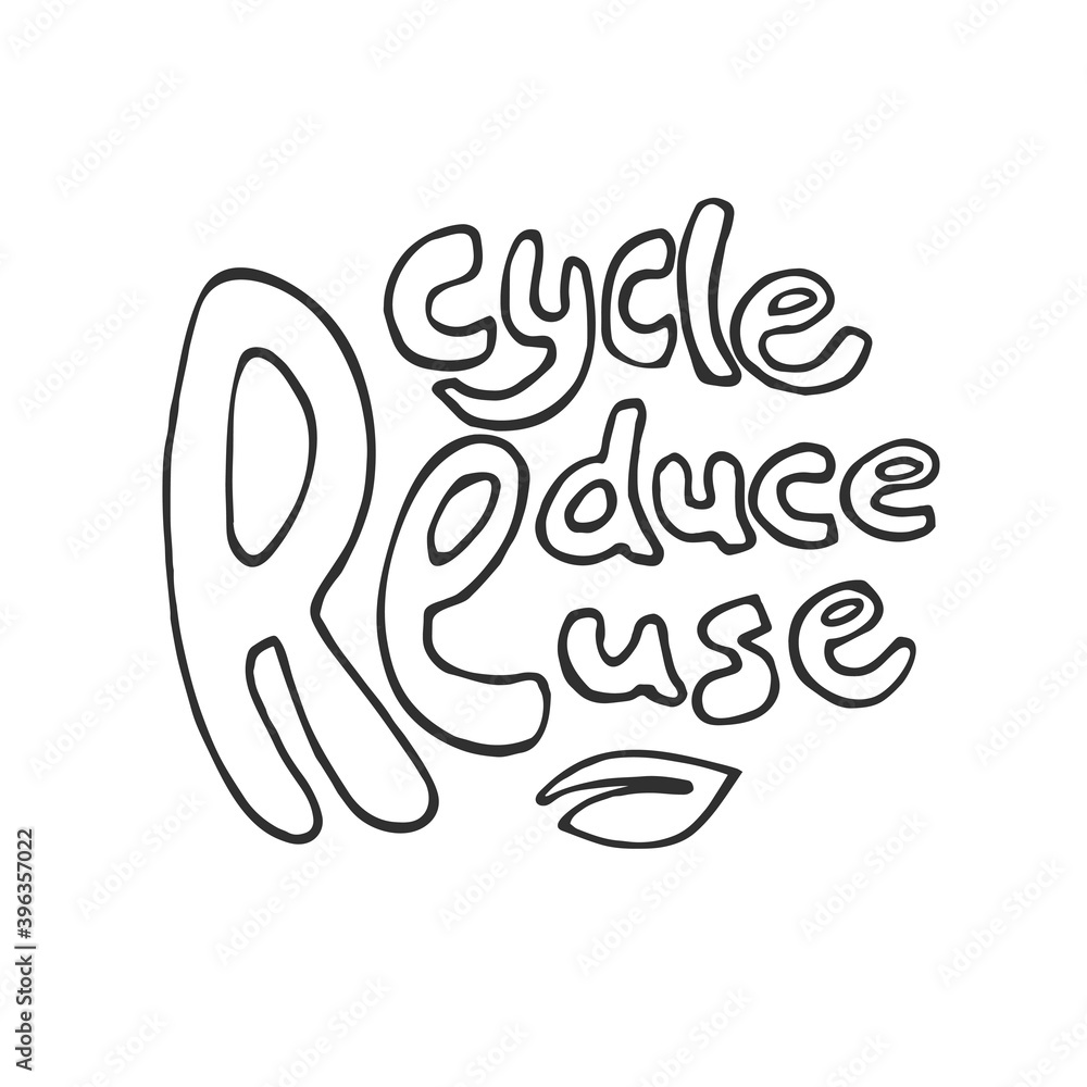 Hand drawn vector illustration of zero waste concept lettering. Eco outline clipart for print, card, textil design. Rethink, reuse, recycle Hand drawn vector illustration of zero waste concept lettering. Eco outline clipart for print, card, textil design. Rethink, reuse, recycle