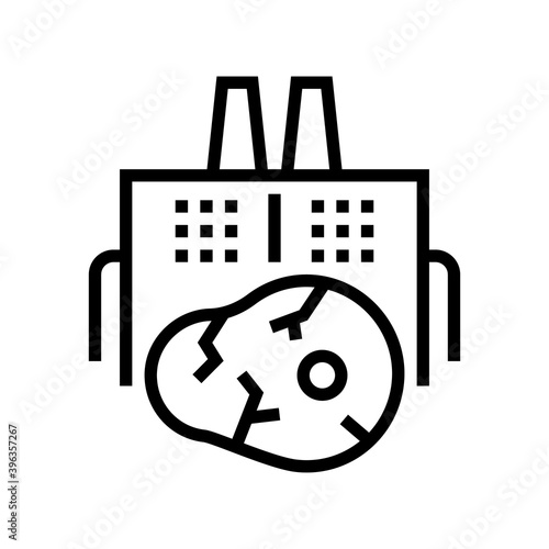 meat factory building line icon vector. meat factory building sign. isolated contour symbol black illustration