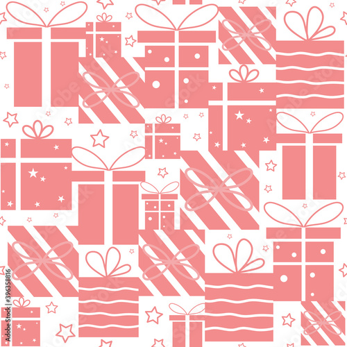 Gift box seamless pattern on white background