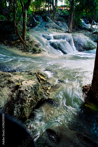 Amazing nature landscape, waterfall. Waterfall in tropical forest, Wang Kan Lueang Waterfall LopBuri Thailand photo