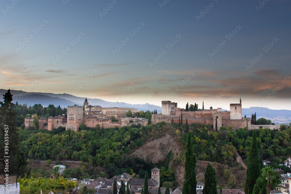 Granada. Views of the city and the white houses. Granada Cathedral. Views of the Alhambra.