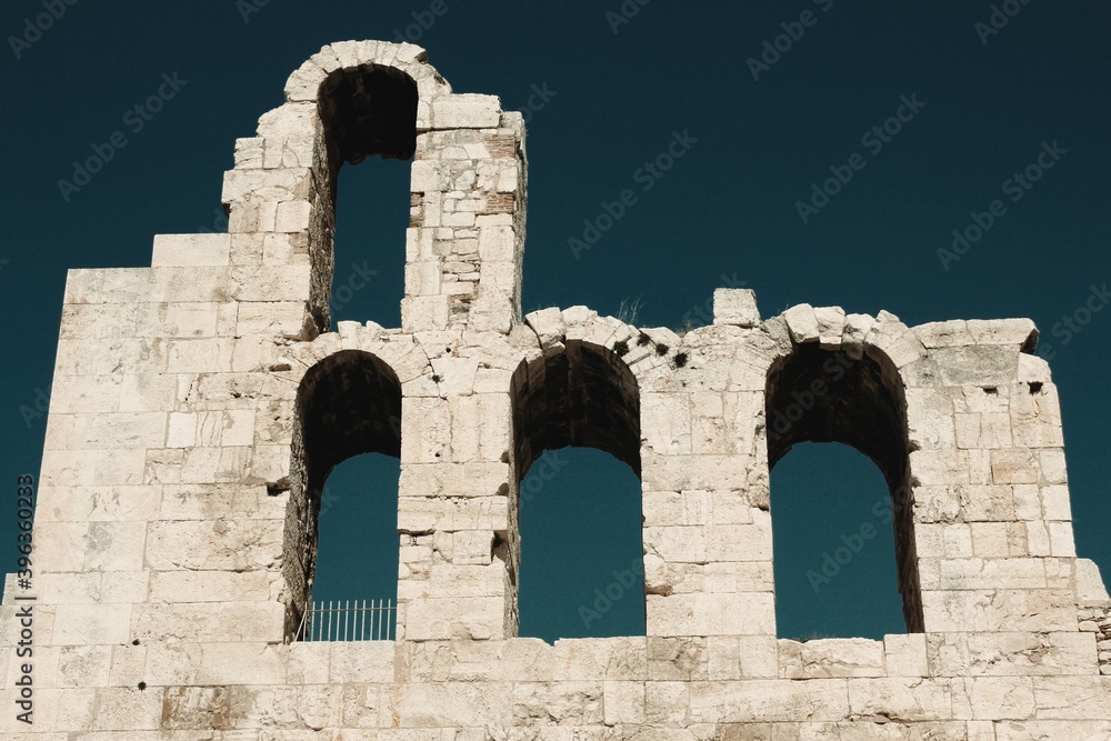 Detail from the Odeon of Herodes Atticus in Athens, Greece.