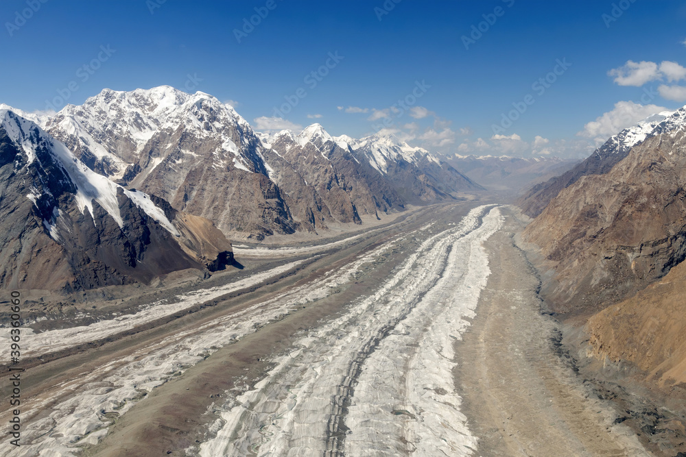 Aerial view of South Engilchek Glacier, Central Tian Shan, Kazakhstan - Kyrgyzstan. Aerial view of South Engilchek Glacier, Central Tian Shan, Kazakhstan - Kyrgyzstan.