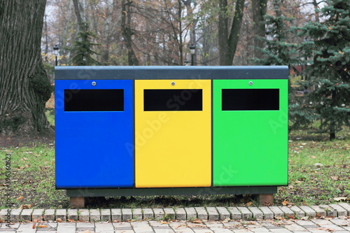 recycling bins in the park
