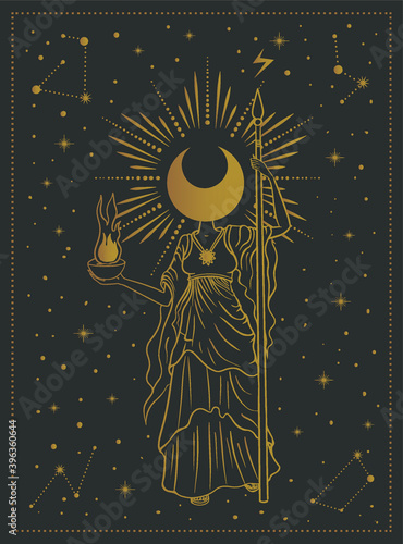 moon girl, goddess mystical symbol, tarot cards