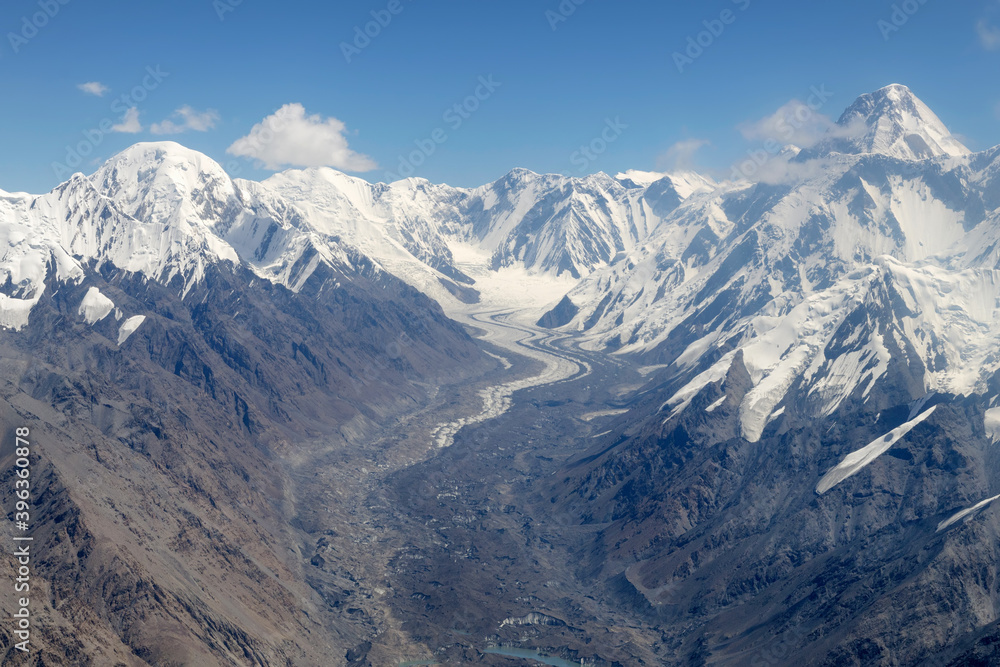 North Engilchek Glacier, View from the Helicopter, Central Tian Shan, Kyrgyzstan.