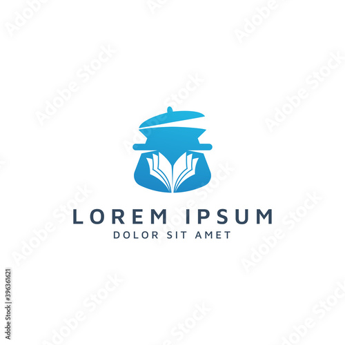 kitchen and book negative space logo design