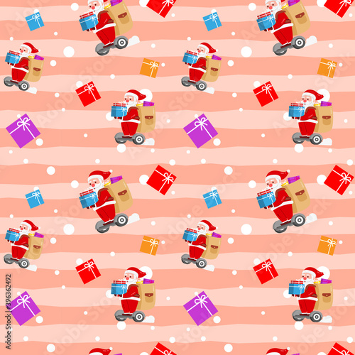 Christmas Cute Santa Claus Hover board Gift Box Pink Pattern For Wrapping Paper