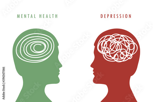 mental health concept man brain silhouette vector illustration EPS10