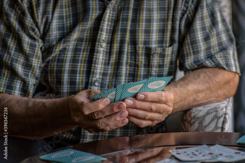 cards in man's hands