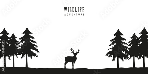 wildlife adventure deer in forest vector illustration EPS10