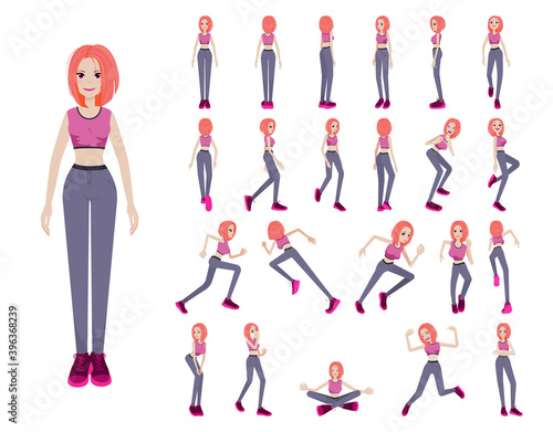 Cartoon Color Attractive Character Person Female Casual Creation Concept. Vector