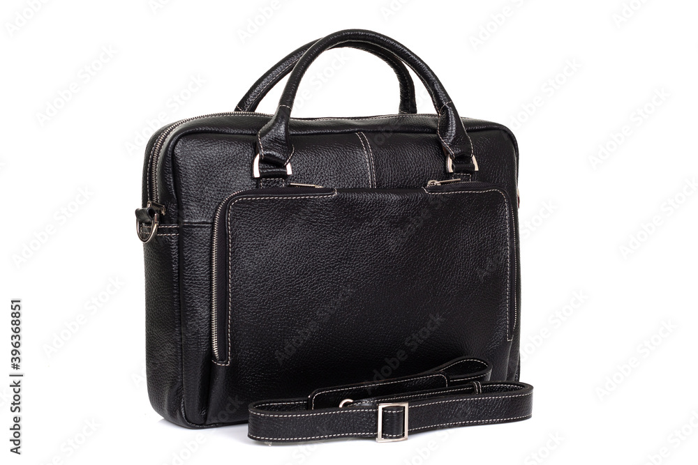 mens elegant leather bag isolated on white background mens elegant leather bag isolated on white background