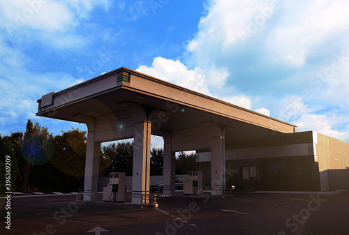 Modern gas filling station beside the road