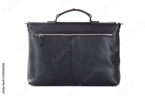 classic mens business bag close up on white clean background