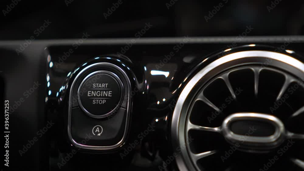 Starting the engine of a car with button Starting the engine of a car with button