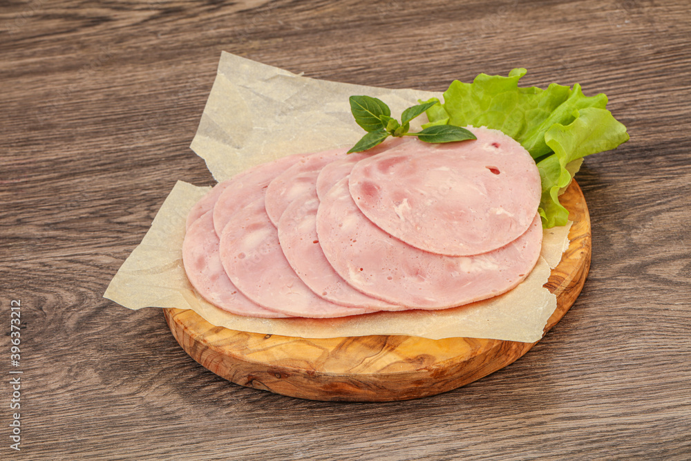 Slised ham snack over board Slised ham snack over board