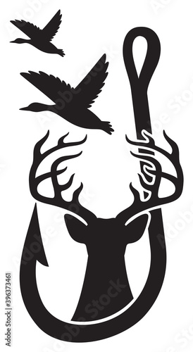 Duck, Deer and Hook (Hunting design, Gone Fishing).