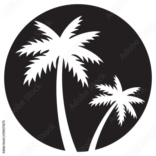 two palm trees silhouette vector illustration