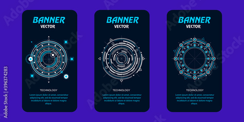 Technology banners set .Techno background for mobile phone .Vector illustration. photo