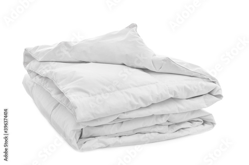 Fototapeta Naklejka Na Ścianę i Meble -  New soft folded blanket isolated on white