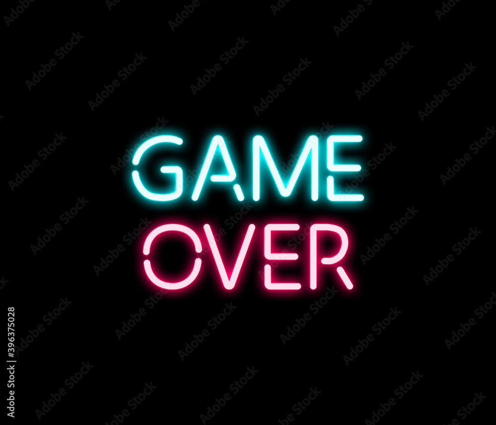 Game Over Neon Letters