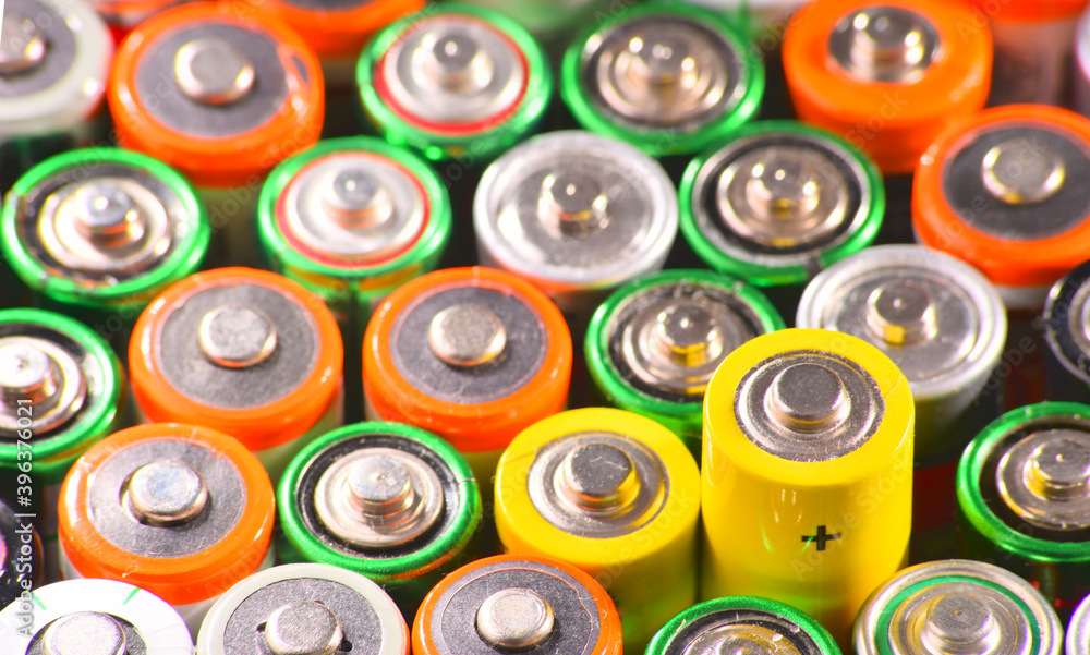 Composition with alkaline batteries. Chemical waste Composition with alkaline batteries. Chemical waste