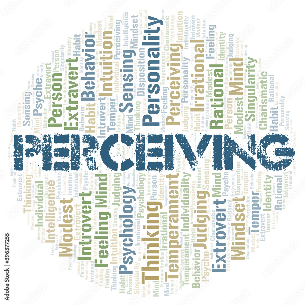 Fototapeta premium Perceiving typography word cloud create with the text only.