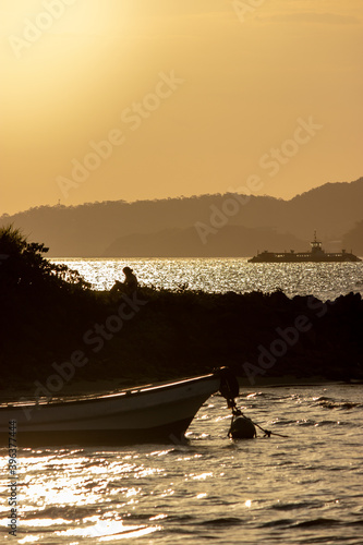 boat at sunset