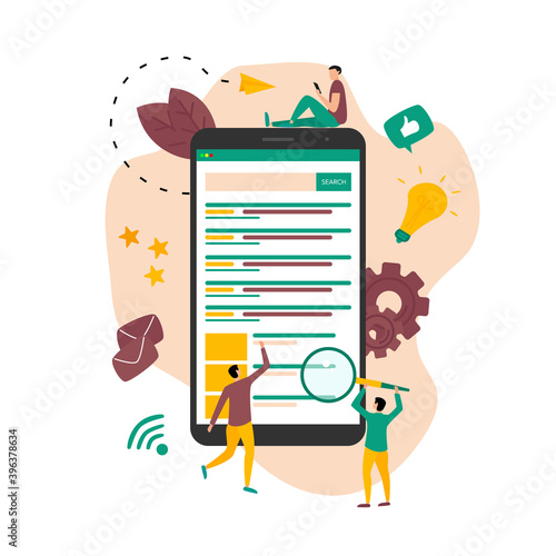 Search engine result page vector, Page showing search results of a query, web search concept