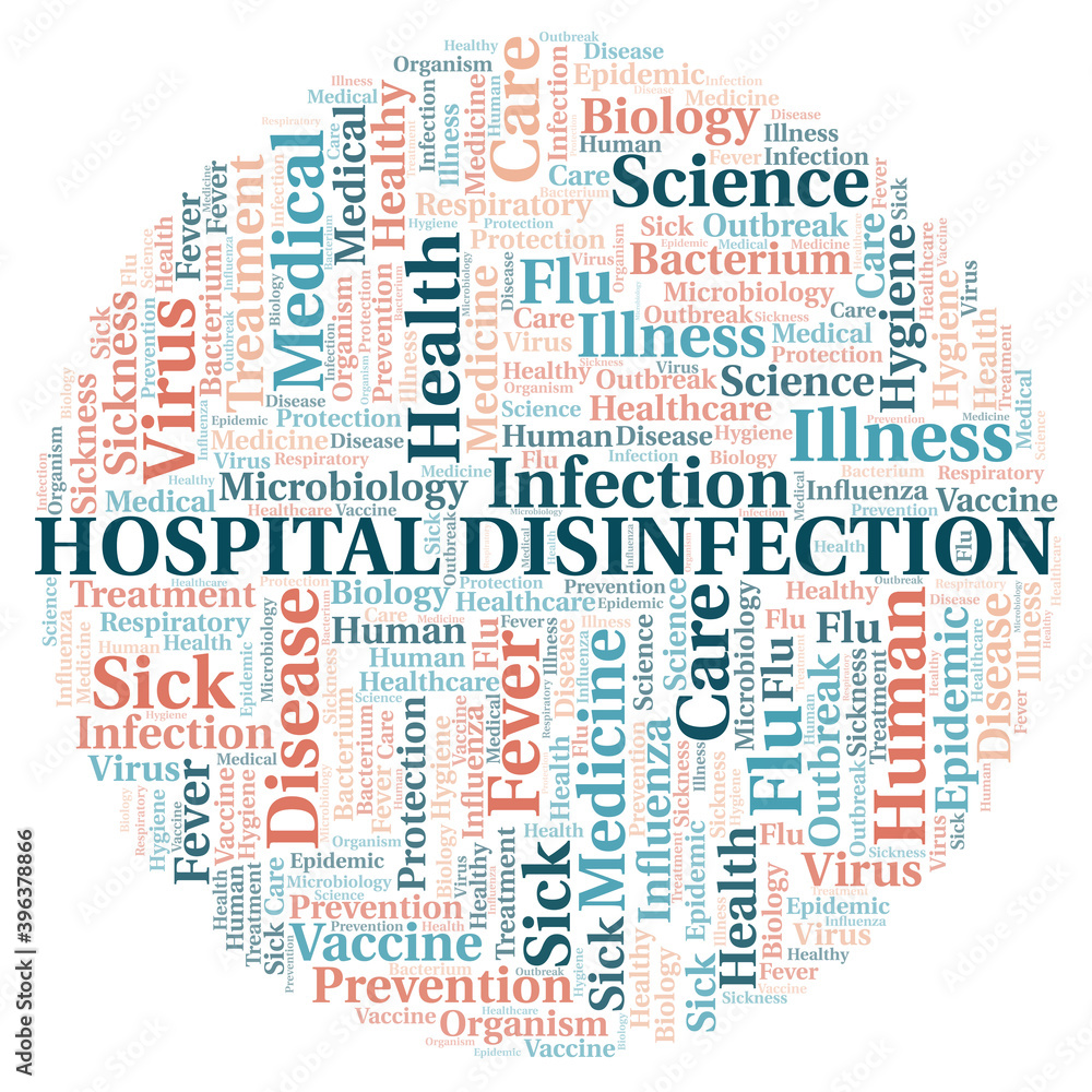 Fototapeta premium Hospital Disinfection typography word cloud create with the text only.