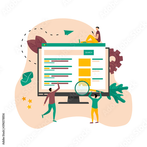 Search engine result page vector, Page showing search results of a query, web search concept
