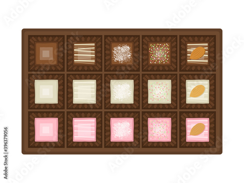 箱に入ったチョコレートのイラスト