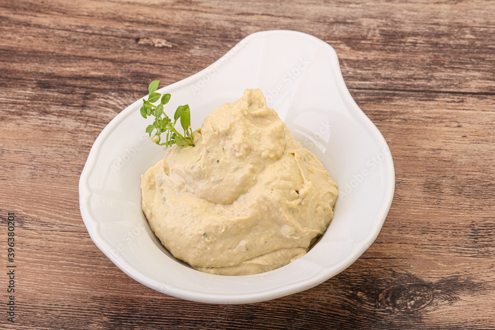 Vegan food - hummus with olive oil