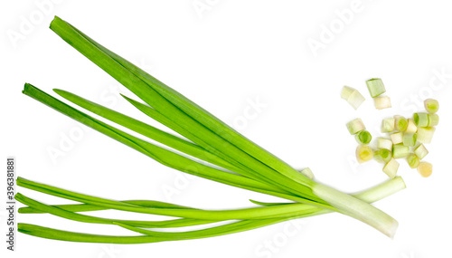 Green onion isolated on white  top view