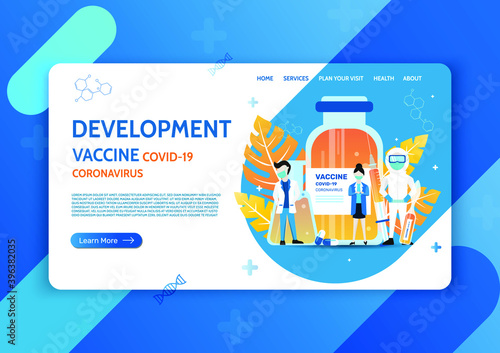 vector vaccination concept covid19 corona virus template web homepage development doctor Medical
