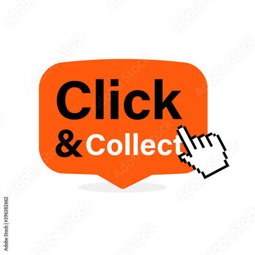 Click and collect speech bubble icon. Clipart image isolated on white background.
