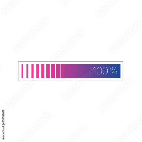 Creative vector illustration of level indicator meter with percentage units. Abstract concept graphic slider infographic element. Stock vector illustration isolated on white background.