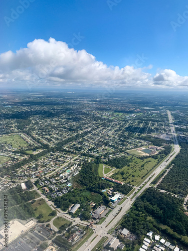Aerial view of a busy residential area from airplane  Fort Myers  Florida