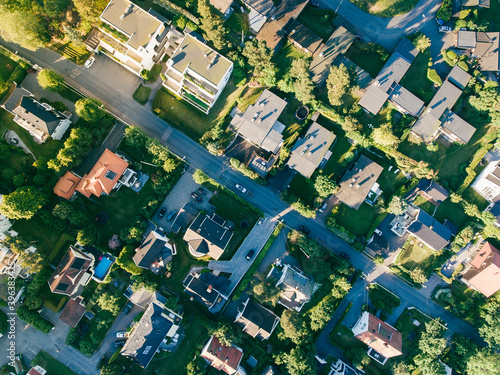 Canvas Print Aerial view of the village in Suburbs in Oslo Norway