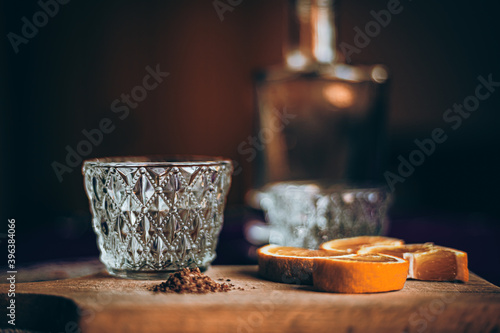 mexican glass for mezcal in a moody atmosphere