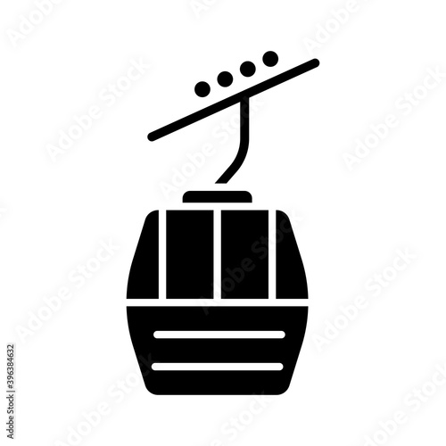 Ski lift gondola flat vector glyph icon