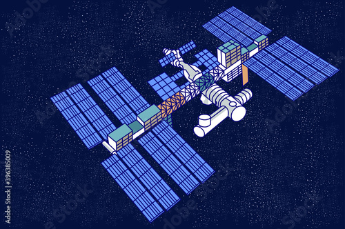 International Space Station flat vector