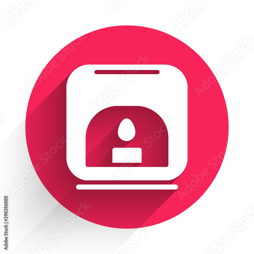 White Aroma lamp icon isolated with long shadow. Red circle button. Vector Illustration.