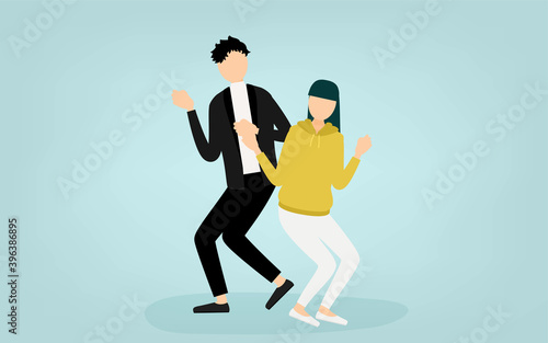 ツイストを踊る男性と女性のペア