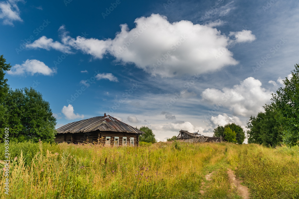 old house in the field in russian village