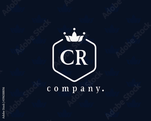 Letter CR crown monogram. Elegant logo and creative typography. The graceful vintage emblem for book design, brand name, business card, restaurant, boutique, hotel, cafe, badge, label. Vector symbol.