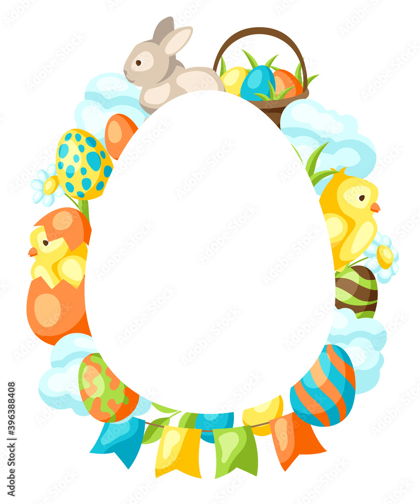 Happy Easter frame with holiday items. Happy Easter frame with holiday items.