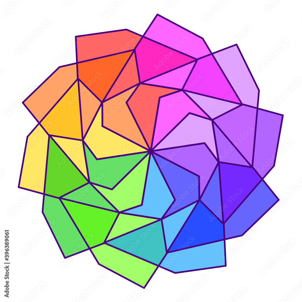 abstract geometric rainbow ten sided polygon-10c2 abstract geometric rainbow ten sided polygon-10c2