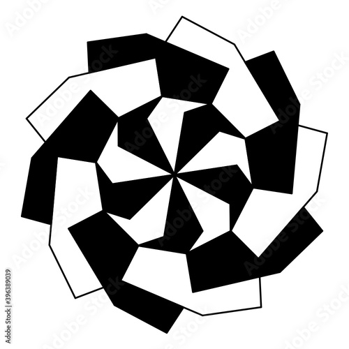 abstract geometric black and white ten sided polygon-10c2